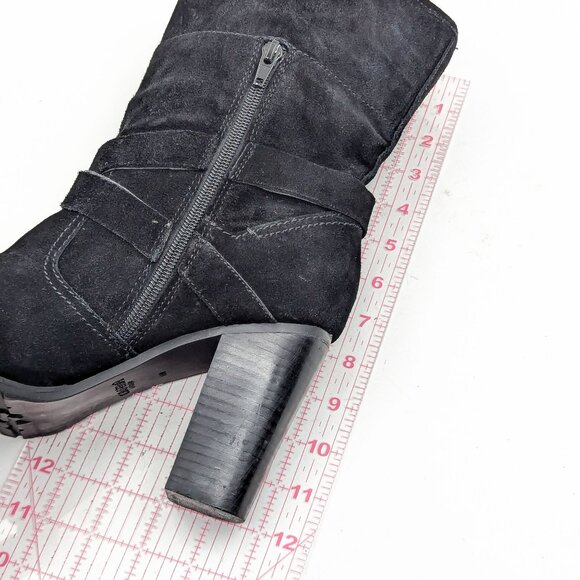 Crown Vintage Women Hadley BLack Suede Retro 90s Moto Heel zip Boots size 10 - Picture 7 of 11